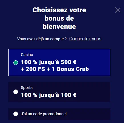Bonus de bienvenue